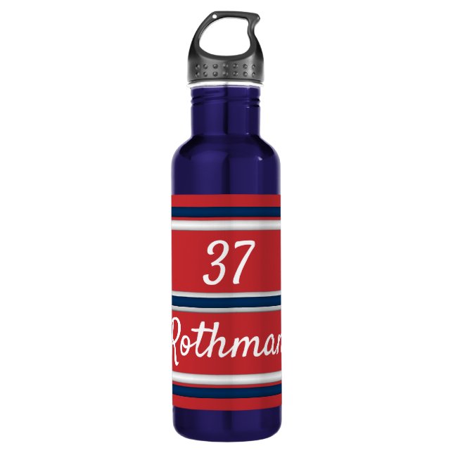 Team Spirit Red and Blue Sports Stripes Water Bott Stainless Steel Water Bottle (Front)