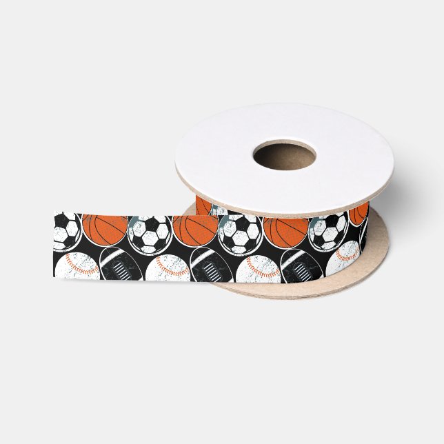 Team sport balls satin ribbon (Spool)
