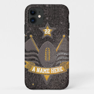 Team Sports Black & Gold Glitter College Football  iPhone 11 Case