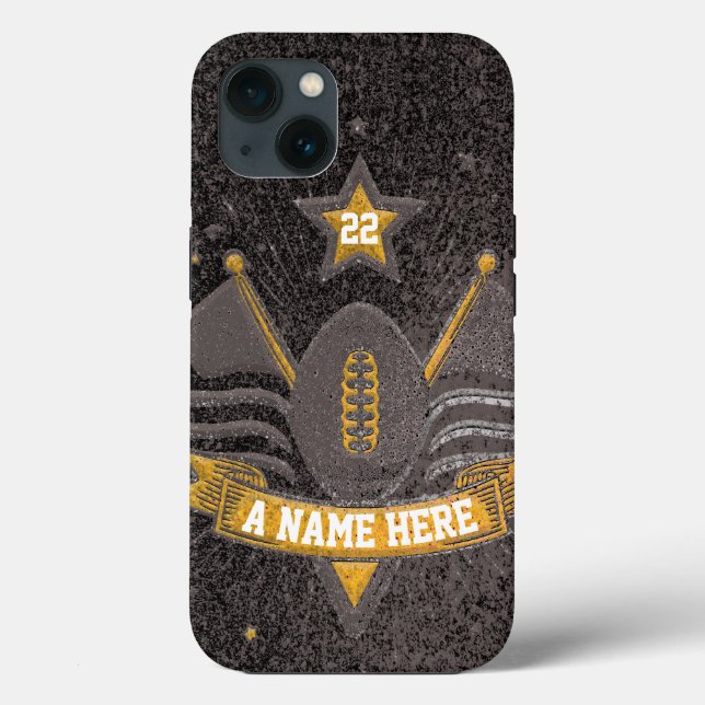 Team Sports Black & Gold Glitter College Football  Case-Mate iPhone Case (Back)