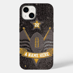 Team Sports Black & Gold Glitter College Football Case-Mate iPhone 14 Case