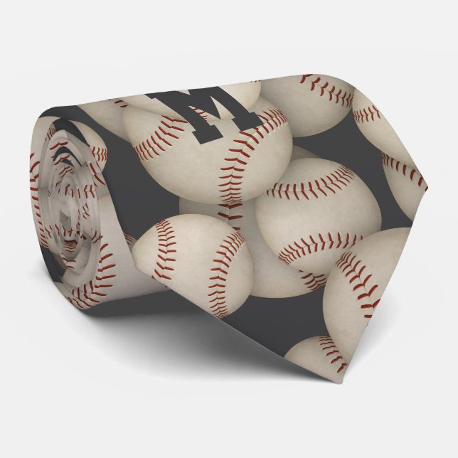 team sports monogrammed baseball softball  neck tie (Rolled)