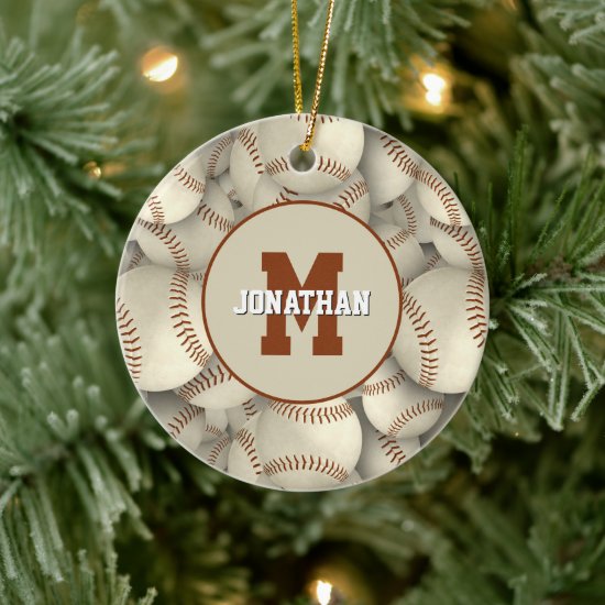 team sports personalized baseball softball ceramic ornament