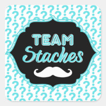 TEAM Staches Blue Gender Reveal Sticker