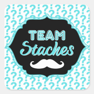 TEAM Staches Blue Gender Reveal Sticker