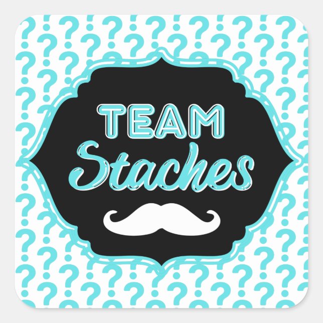 TEAM Staches Blue Gender Reveal Sticker (Front)
