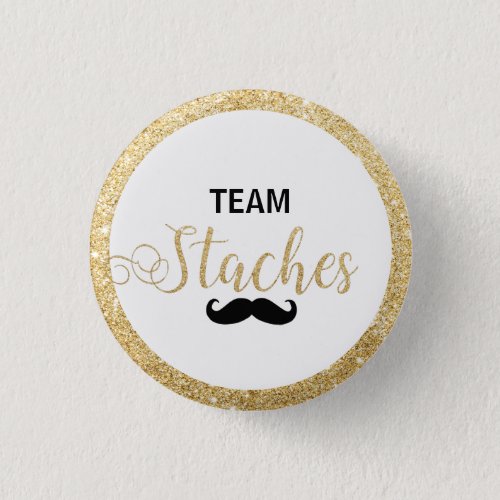 Team Staches Gender Reveal Baby Shower Favor Game Button