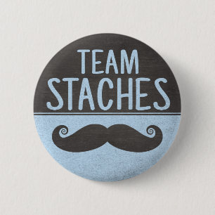 Team Staches gender reveal pins
