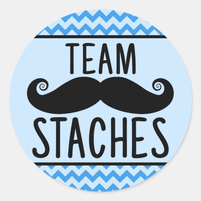 Team Staches gender reveal stickers (Front)