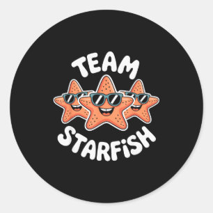 Team Starfish Cool Sungles Ocean Cartoon Crew Funn Classic Round Sticker