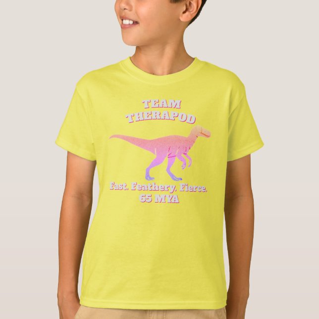 Team Theropod – Fast. Feathery. Fierce T-Shirt (Front)