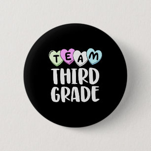 Team Third Grade Shirt 3rd Love Hearts Teacher Val Button
