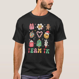 Team TK Teacher Christmas Smile Face Retro Daisy C T-Shirt