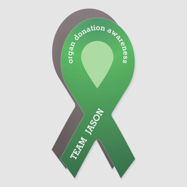 Team Transplant Green Ribbon Custom Car Magnet (Front)