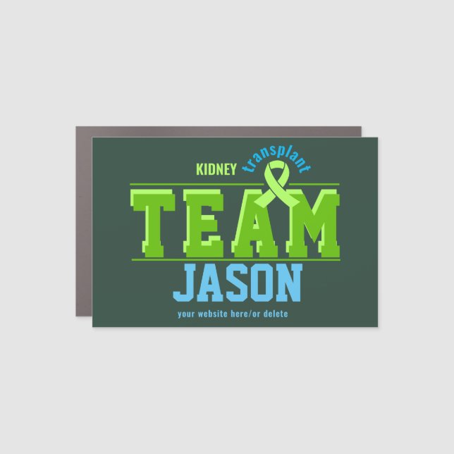 Team Transplant Sport Green Ribbon Customizable Car Magnet (Front)