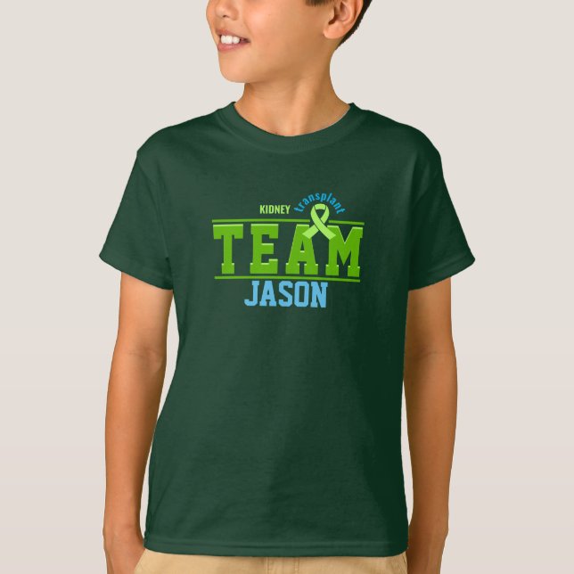 Team Transplant Sport Green Ribbon Customizable T-Shirt (Front)