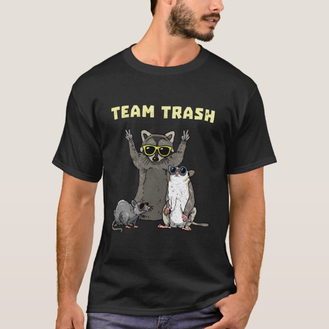 Team Trash Opossum Raccoon Rat Animals Garbage Gan T-Shirt (Front)