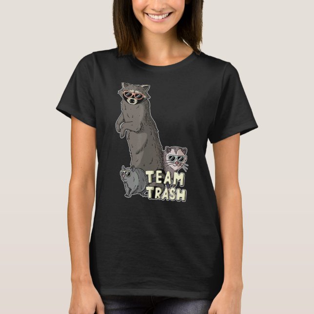 Team Trash Opossum Raccoon Rat, Funny Animals Garb T-Shirt (Front)
