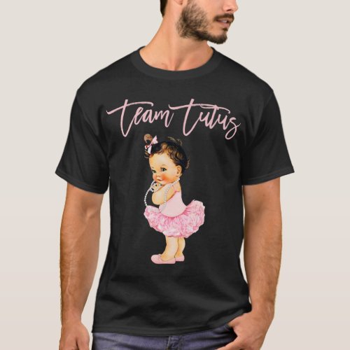 Team Tutu Girl Gender Reveal Baby Shower Touchdown T_Shirt