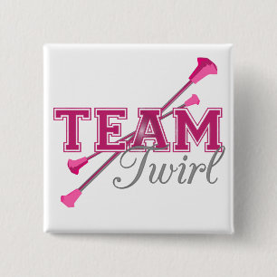 Team Twirl Baton Pinback Button