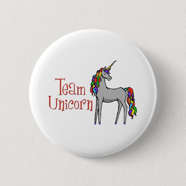 Team Unicorn Rainbow Pinback Button (Front)
