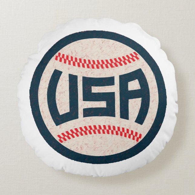 Team USA Baseball Round Pillow (Front)