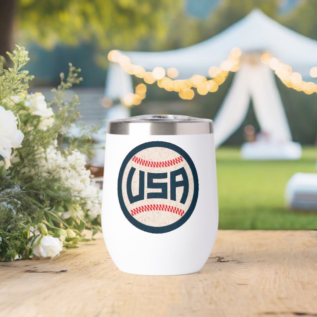 Team USA Baseball Thermal Wine Tumbler (Wedding (Rotated))