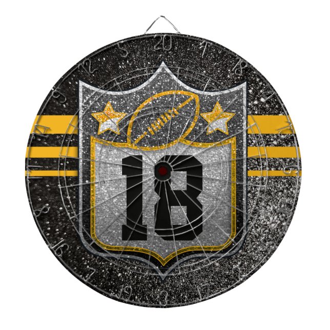 Team USA Sports Black and Gold Pittsburgh Football Dart Board (Front)