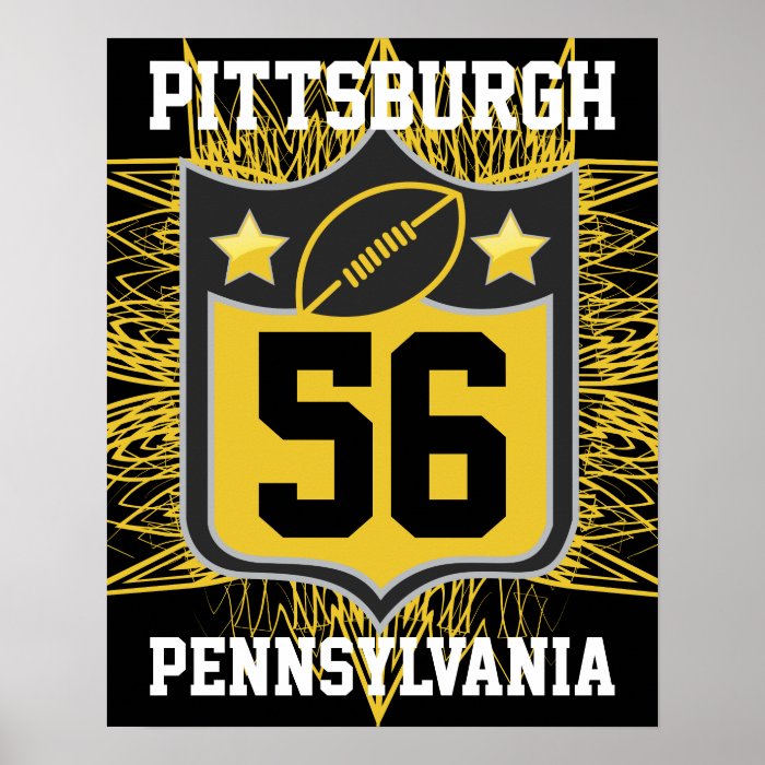 Team USA Sports Black and Gold Pittsburgh Football Poster