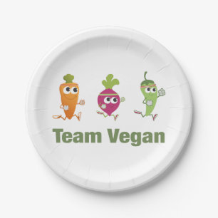 Team Vegan! Running Veggies Paper Plates