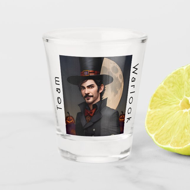 Team Warlock Halloween Spirit Party Games Shot Glass (Front)