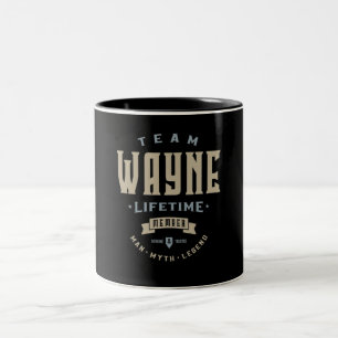 Team Wayne Lifetime Member Personalized Name Two-Tone Coffee Mug