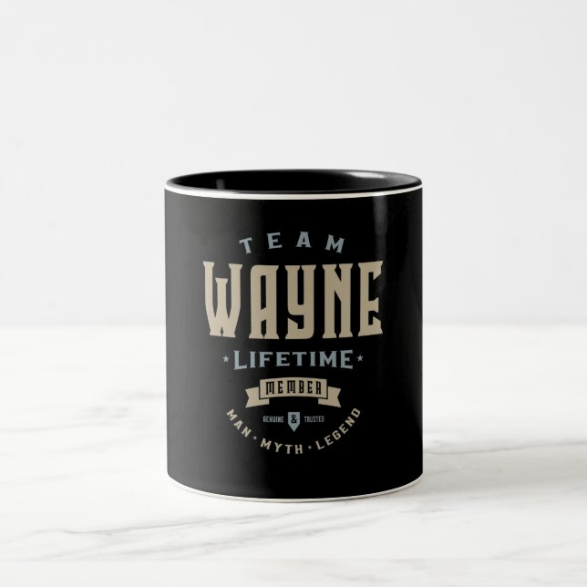 Team Wayne Lifetime Member Personalized Name Two-Tone Coffee Mug (Center)