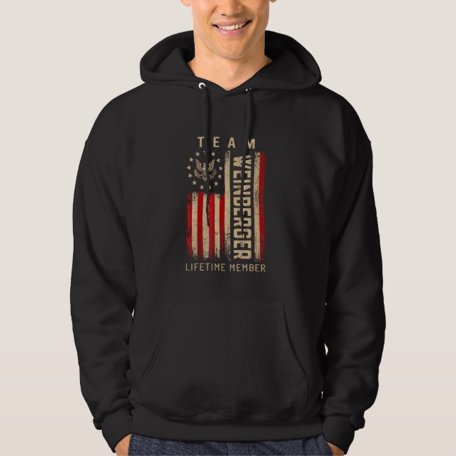 Team WEINBERGER Lifetime Member American Flag Hoodie (Front)