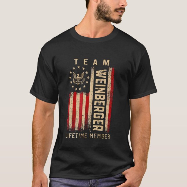 Team WEINBERGER Lifetime Member American Flag T-Shirt (Front)