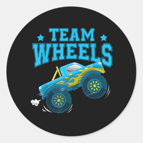 Team Wheels Truck Boy Gender Reveal Family Party Classic Round Sticker