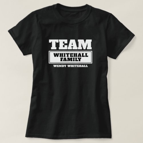 Team white personalized family or group t_shirt