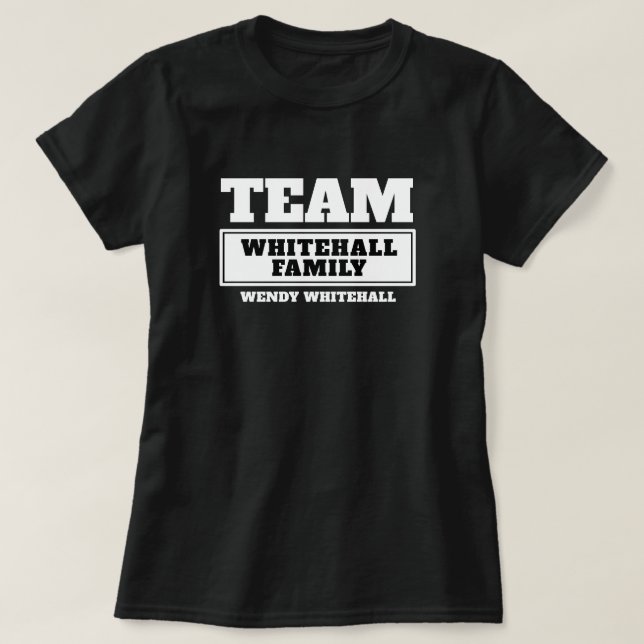 Team white personalized family or group t-shirt (Design Front)