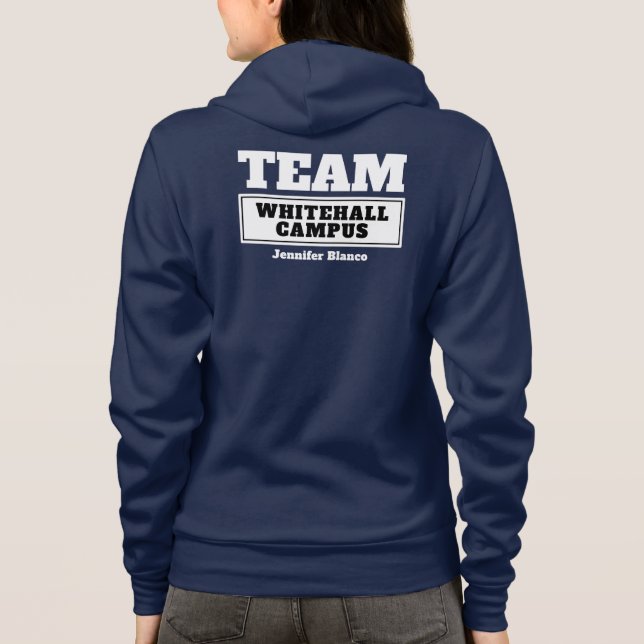 Team white personalized family or group t-shirt hoodie (Back)