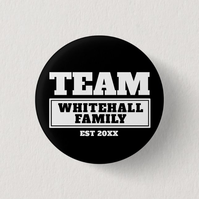 Team white personalized family or team button (Front)