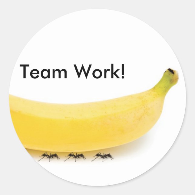 Team Work Banana & Ants - Funny Classic Round Sticker (Front)