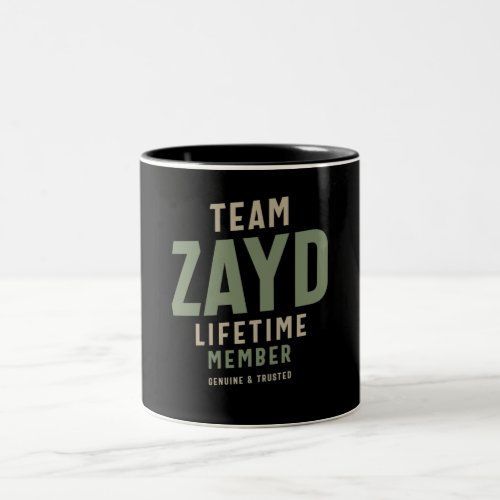 Team Zayd Lifetime Member Personalized Name  Two_Tone Coffee Mug
