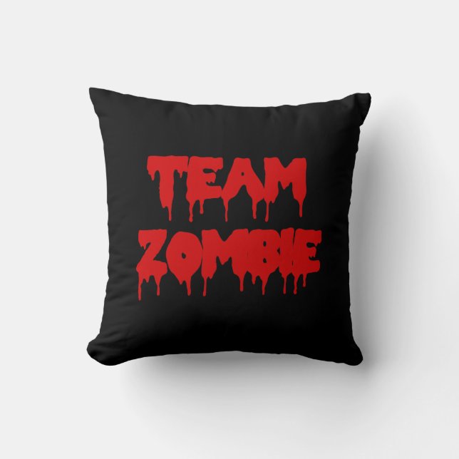 Team Zombie Red Blood on Black Throw Pillow (Front)