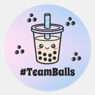 #TeamBalls No Balls Bubble Tea Boba Gender Reveal Classic Round Sticker