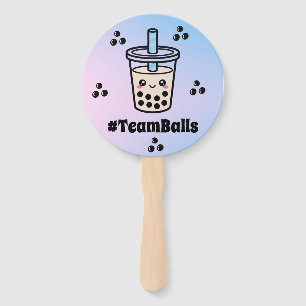 #TeamBalls No Balls Bubble Tea Boba Gender Reveal Hand Fan
