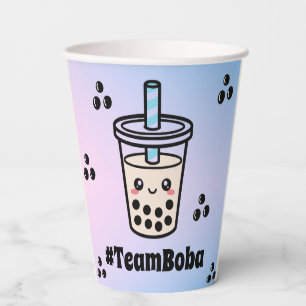 #TeamBoba No Boba Bubble Tea Boba Gender Reveal Paper Cups