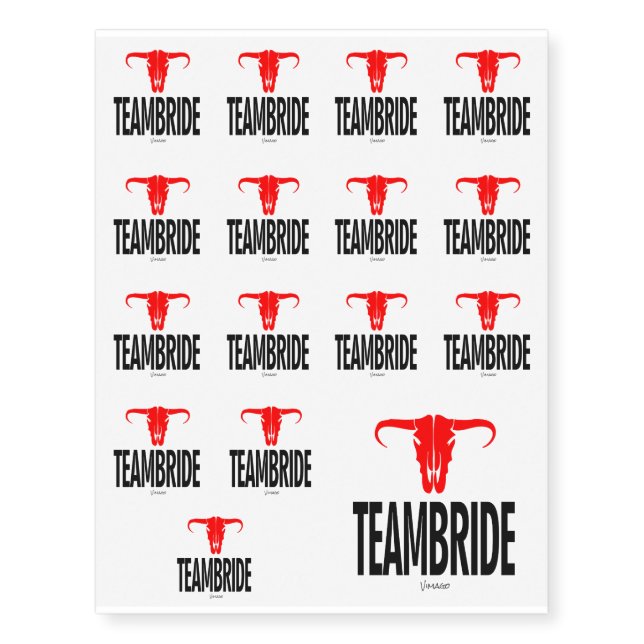 Teambride & Bull by Vimago Temporary Tattoos (Front)