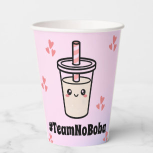 #TeamNoBoba No Balls Bubble Tea Boba Gender Reveal Paper Cups