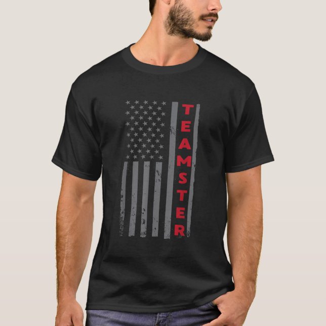 Teamster American Flag Patriotic Truck Driver US T T-Shirt (Front)