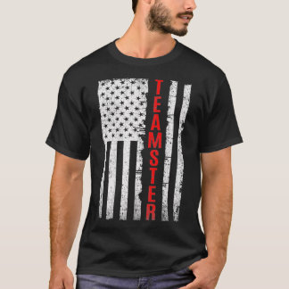 Teamster Proud American Flag Distressed  T-Shirt